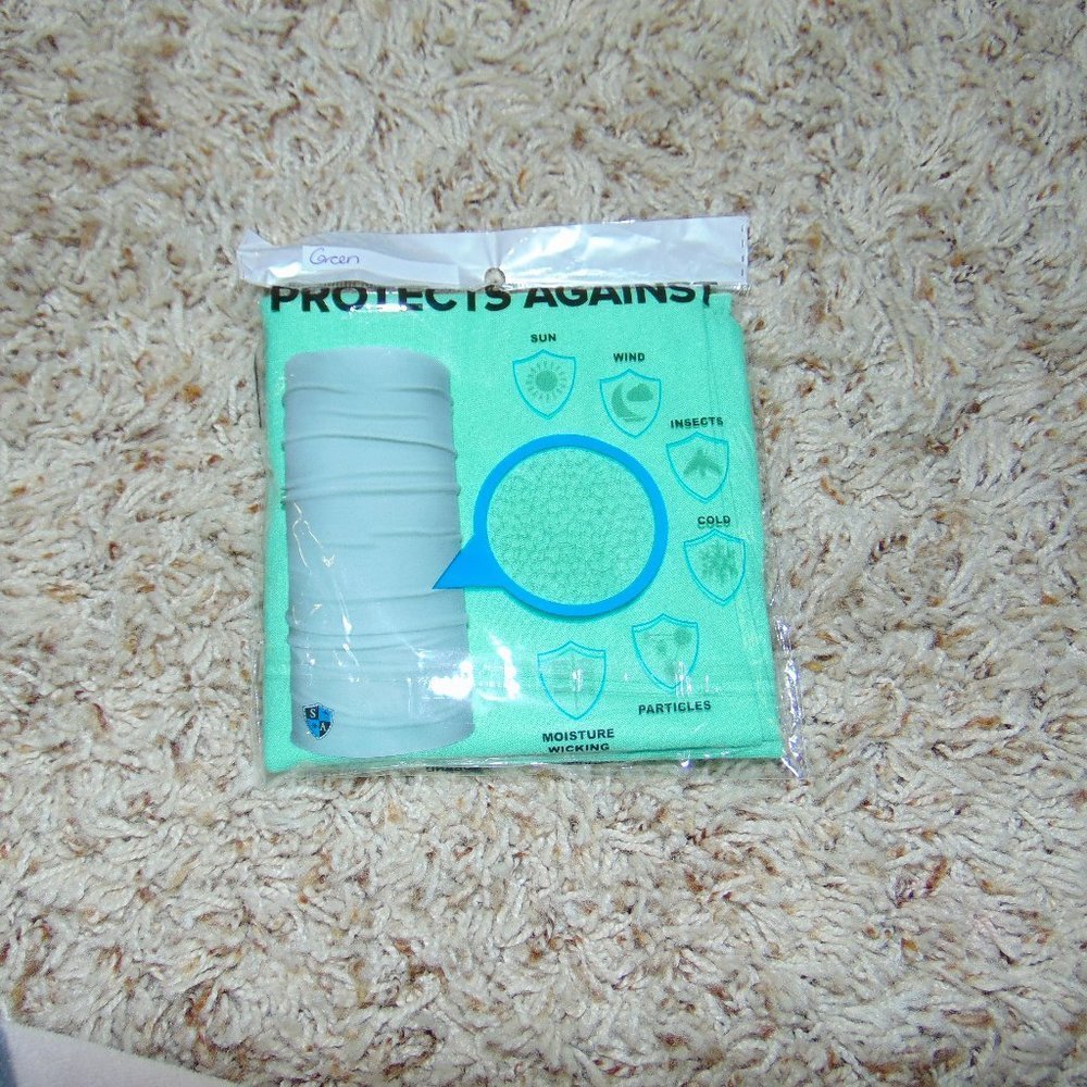 Womens Face Shield Mask Aqua Blue Neck Wrap Gaiter Headband Microfiber UPF30